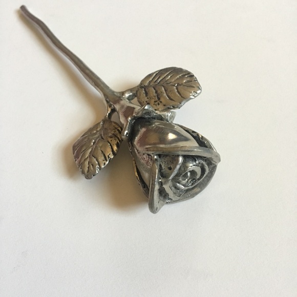 Handmade Pewter Rose - Picture 2 of 5